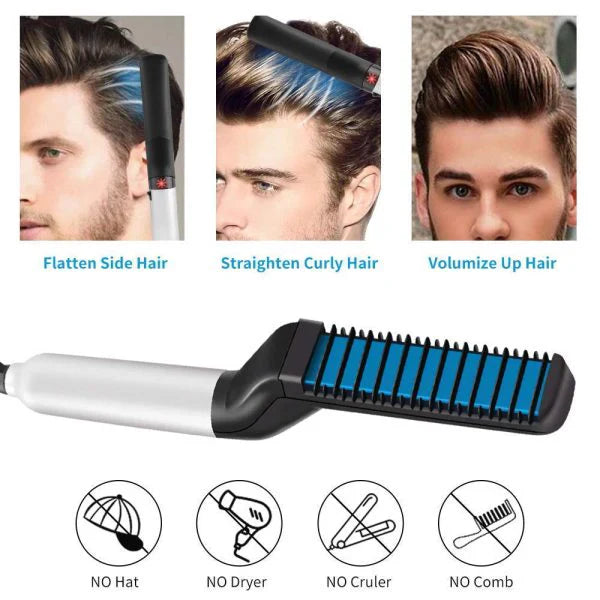 Multifunctional Hair & Beard Comb Brush Straightener
