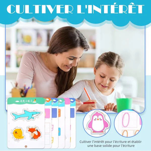 Reusable Tracing Workbook for kids 64 Pages | 2 Markers & Duster Included